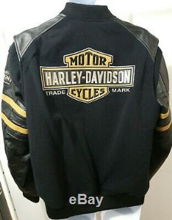 Harley Davidson Motorclothes Black Leather Ridge Bar & Shield Bomber Jacket LG
