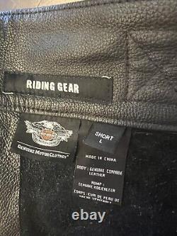 Harley Davidson Motorcycle Genuine Leather Chaps Mens Bar & Shield Logo