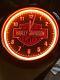 Harley Davidson Motorcycle Hd Bar & Shield Neon Orange Wall Clock