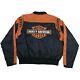 Harley Davidson Motorcycle Racing Jacket Bar Shield Large Black Orange Nwot