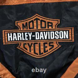 Harley Davidson Motorcycle Racing Jacket Bar Shield NYLON Black Orange Small