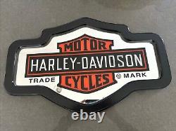 Harley Davidson Motorcycles Wall Sign Bar Mirror Shield Wood 22x14 Vintage