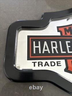 Harley Davidson Motorcycles Wall Sign Bar Mirror Shield Wood 22x14 Vintage