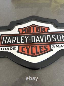 Harley Davidson Motorcycles Wall Sign Bar Mirror Shield Wood 22x14 Vintage