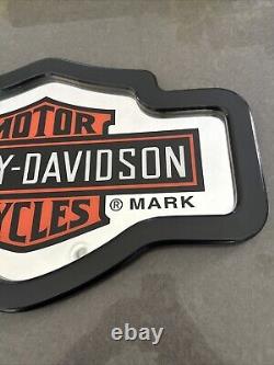 Harley Davidson Motorcycles Wall Sign Bar Mirror Shield Wood 22x14 Vintage