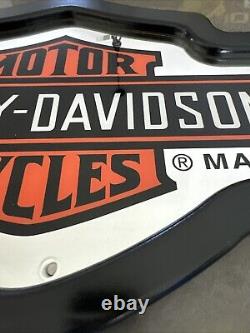 Harley Davidson Motorcycles Wall Sign Bar Mirror Shield Wood 22x14 Vintage