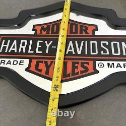 Harley Davidson Motorcycles Wall Sign Bar Mirror Shield Wood 22x14 Vintage