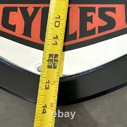 Harley Davidson Motorcycles Wall Sign Bar Mirror Shield Wood 22x14 Vintage