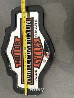 Harley Davidson Motorcycles Wall Sign Bar Mirror Shield Wood 22x14 Vintage