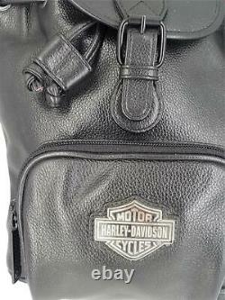 Harley Davidson NWOT Women Mini Black Pebble Leather Backpack Bar & Shield Logo