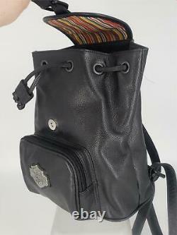 Harley Davidson NWOT Women Mini Black Pebble Leather Backpack Bar & Shield Logo