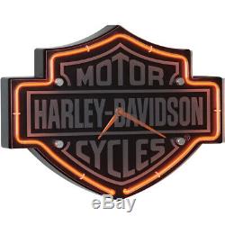 Harley-Davidson Neon Clock Etched Bar & Shield shaped