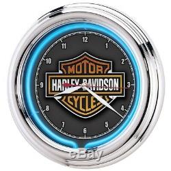 Harley Davidson Neon Clock Wall Clocks Essential Bar Shield Man Cave Den Game