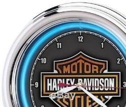 Harley Davidson Neon Clock Wall Clocks Essential Bar Shield Man Cave Den Game