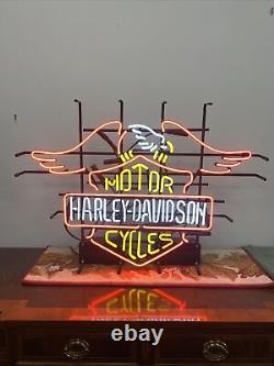 Harley Davidson Neon Sign Bar And Shield With Screaming Eagle Logo Works Great