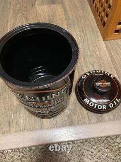 Harley Davidson Oil Can Cookie Jar Trademark Bar & Shield Logo Ceramic Sculpted