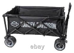 Harley-Davidson Open Bar & Shield Collapsible Wagon with Storage Bag Black