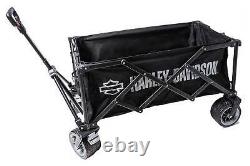 Harley-Davidson Open Bar & Shield Collapsible Wagon with Storage Bag Black