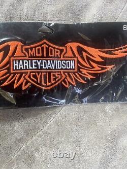 Harley Davidson Orange Bar & Shield Tribal Wings Emblem Large Patch Motorcycle