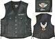 Harley Davidson Piston Bar Shield Snap Usa Leather Riding Vest Size L
