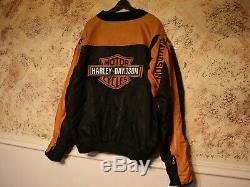 Harley Davidson Racing Jacket 3XL Nylon Black Orange Bar Shield 97068-00V zip