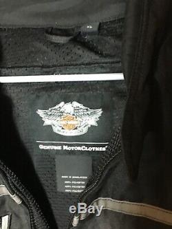 Harley-Davidson Riding Gear Black Gray Armored Jacket Bar Shield Biker XL
