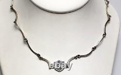 Harley Davidson Shield Logo Sterling Silver Bar Link Necklace 16