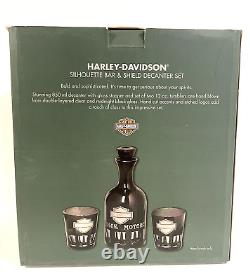 Harley-Davidson Silhouette Bar & Shield Decanter Set, NIB