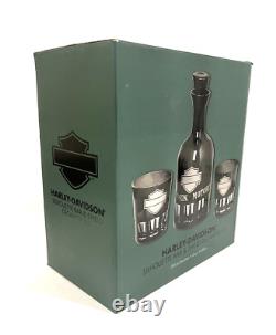 Harley-Davidson Silhouette Bar & Shield Decanter Set, NIB