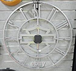 Harley-Davidson Silhouette Bar & Shield Open Face Metal Wall Clock Silver