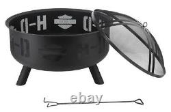 Harley-Davidson Silhouette Bar & Shield Outdoor Fire Pit Black Steel HDL-10074