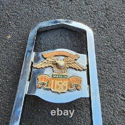 Harley Davidson Sissy Bar Winged Bar + Shield Insert Vintage Chrome Made In USA