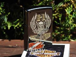Harley Davidson Skull & Wings Engraved Zippo Lighter Willie G Bar and Shield