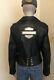 Harley Davidson Small Women's Black Leather Jacket Bar & Shield Rare Metal Cool