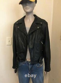 Harley Davidson Small Women's Black Leather Jacket Bar & Shield Rare METAL cool