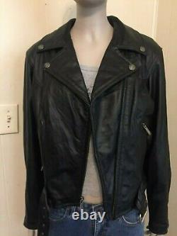 Harley Davidson Small Women's Black Leather Jacket Bar & Shield Rare METAL cool