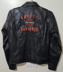 Harley-Davidson Spell Out Bar And Shield Motorcycle Leather Jacket Small 103819