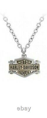 Harley-Davidson Stainless Steel Brass Bar/Shield Logo Necklace 186 / HSN0045