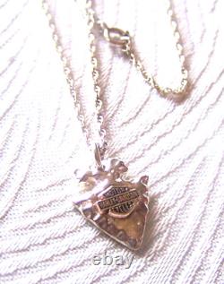 Harley Davidson Stamper 925 Silver 10KT Bar & Shield Arrowhead Pendant Necklace