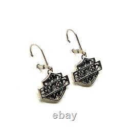 Harley Davidson Sterling Silver Lacy Bar and Shield Logo Earrings