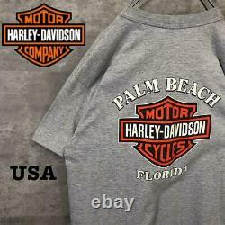 Harley Davidson T-Shirt Bar Shield Engine Double-Sided Print Usa