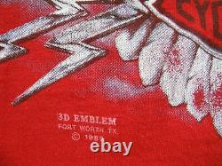 Harley Davidson T-Shirt Vtg 1989 3D Emblem Size M Red Eagle Bar Shield Cleveland