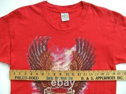 Harley Davidson T-Shirt Vtg 1989 3D Emblem Size M Red Eagle Bar Shield Cleveland