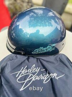 Harley Davidson Teal Photochromic Bar & Shield Half Helmet Size XS RARE FIND