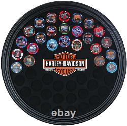 Harley-Davidson Trademark Bar & Shield round Poker Chip Frame Holds 47 Chips