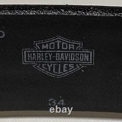 Harley Davidson Turquoise Stones Bar & Shield Logo Buckle & Size 34 Black Belt