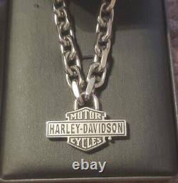 Harley Davidson Vintage Bar And Shield Large Link Necklace 24 Stainless Steel