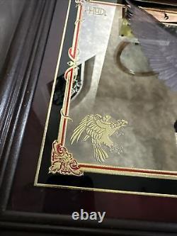 Harley Davidson Wall Mirror Bar Shield Eagle Carved Wood Framed 19x15 Vintage