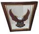 Harley Davidson Wall Mirror Bar Shield Eagle Carved Wood Framed 27x21vtg Large