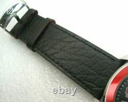 Harley Davidson Watch Spoke Design Red Top Ring Leather Strap Bar & Shield